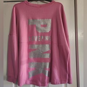Victoria's Secret Pink Sweatshirt with Silver Glitter Lettering